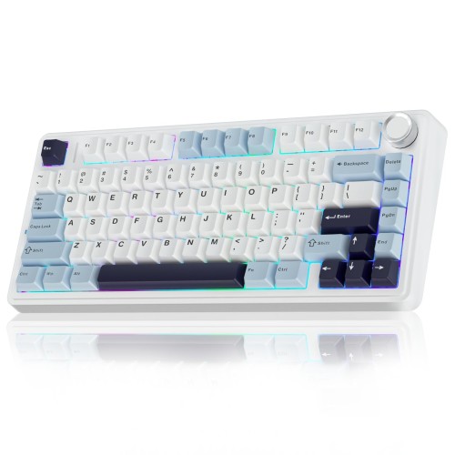 AULA F75 75% Hot Swappable Wireless Mechanical Keyboard – Glacier Blue (Ice Vein Linear Switch)