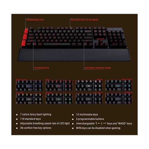 Redragon Yaksa K505 USB Gaming Keyboard (Black)